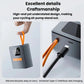 Portable tire inflator with orange lanyard and nozzle attachment, dark grey body