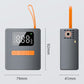 Portable digital tire inflator size view with LCD screen and orange carry handle
