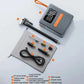 Portable digital tire inflator pump kit with pressure display and valve adapters, gray
