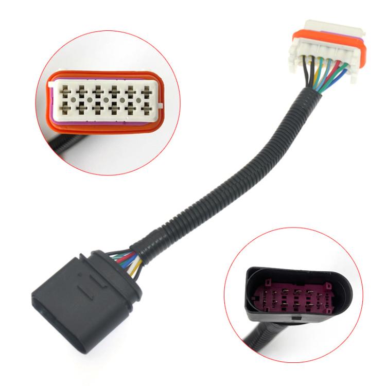 HID headlight wiring harness connector with orange multi-pin plug and black cable