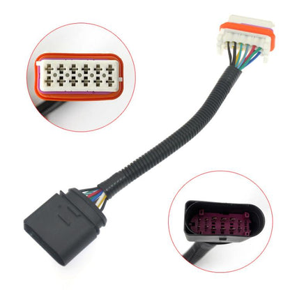 HID headlight wiring harness connector with orange multi-pin plug and black cable