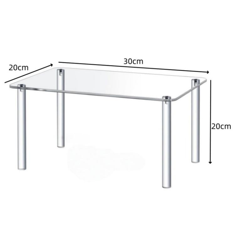 Acrylic plant pot stand size view: 30cm length, 20cm height, 20cm depth
