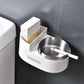 Wall-mounted stainless ashtray with lid, white base with open round metal cup