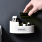 Wall-mounted stainless ashtray with lid, white base with lifted green-tinted top