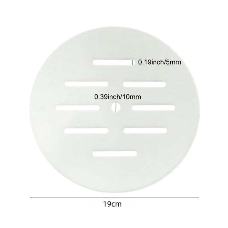 Circular perforated acrylic anti-jump cover, 19cm diameter with centered hole