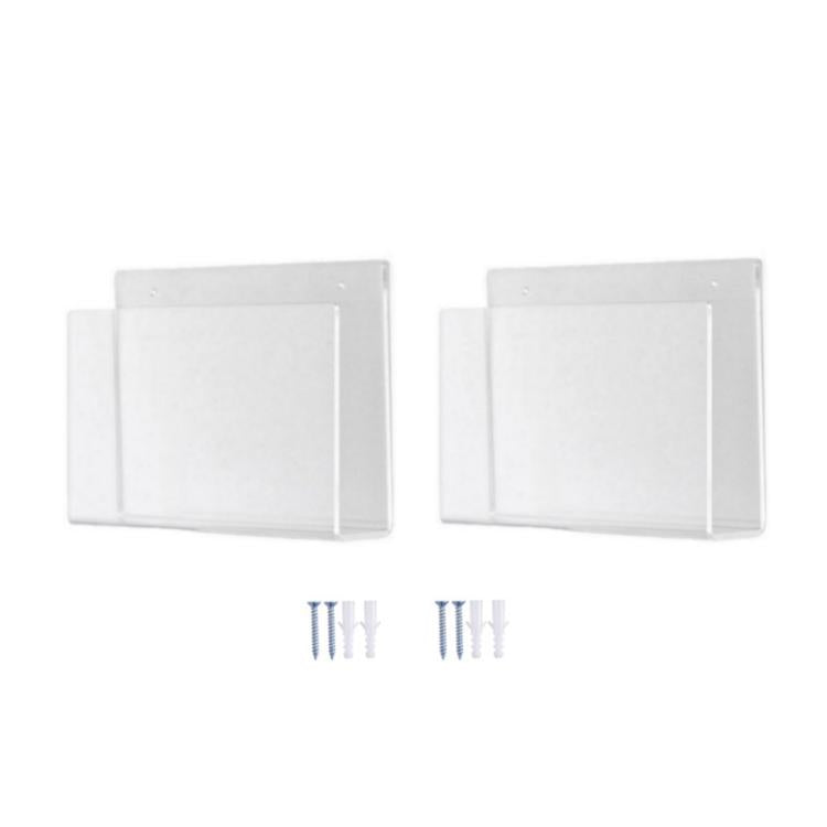 Wall-mounted clear acrylic magazine racks, double set with included screws