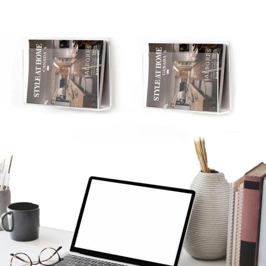 Acrylic Magazine & Book Wall-Mounted Rack For Living Room Office, Single, Double
