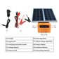 Solar-powered fence energizer with orange housing, control panel, and labeled connection ports