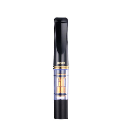 Black cigarette filter holder with transparent sleeve and gold-toned inner filter
