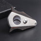 Stainless cigar scissors with dark wood handle, oval hole cutter and silver knobs