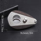 Stainless cigar scissors with dark wood handle, oval cutter and silver fasteners