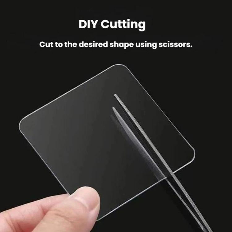 Cuttable clear double-sided adhesive pad sheet, trimmed to desired shape
