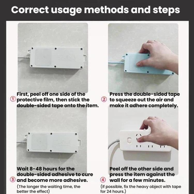 Clear double-sided adhesive pads shown during mounting and pressing steps