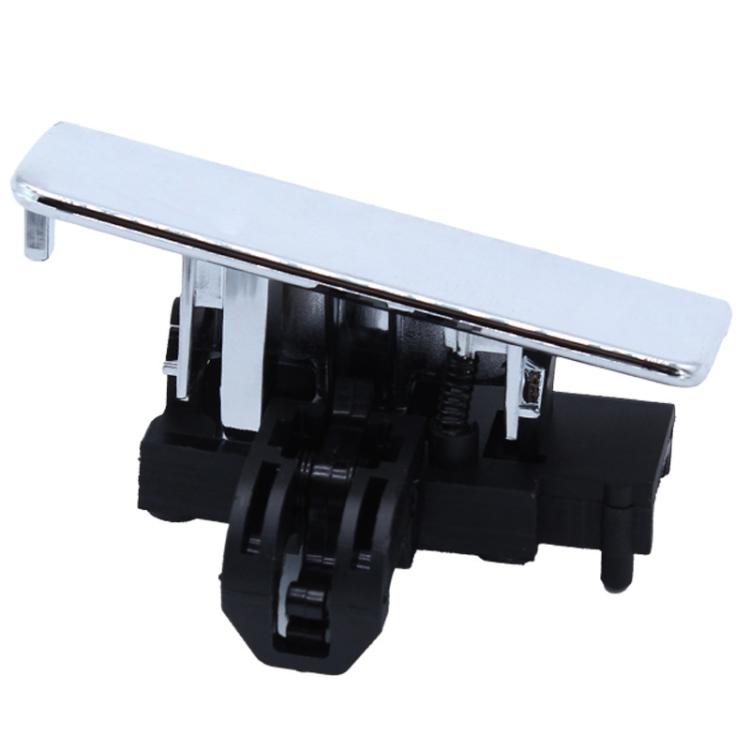 Chrome glove box handle latch with black internal mounting clips