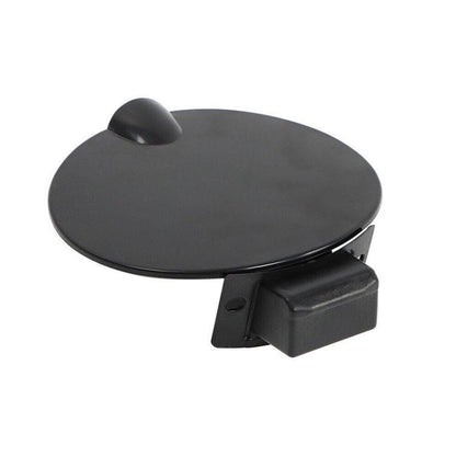 Black fuel tank filler flap cover with small latch