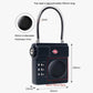 TSA combination luggage lock with steel cable loop and round key-finder, size diagram shown