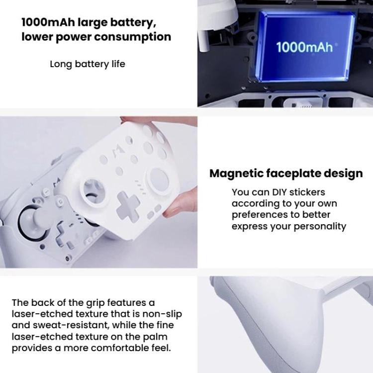 White game controller with detachable D-pad and magnetic faceplate design