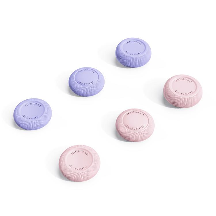 Joystick cap set in purple and pink tones, 6-pack, textured round grips