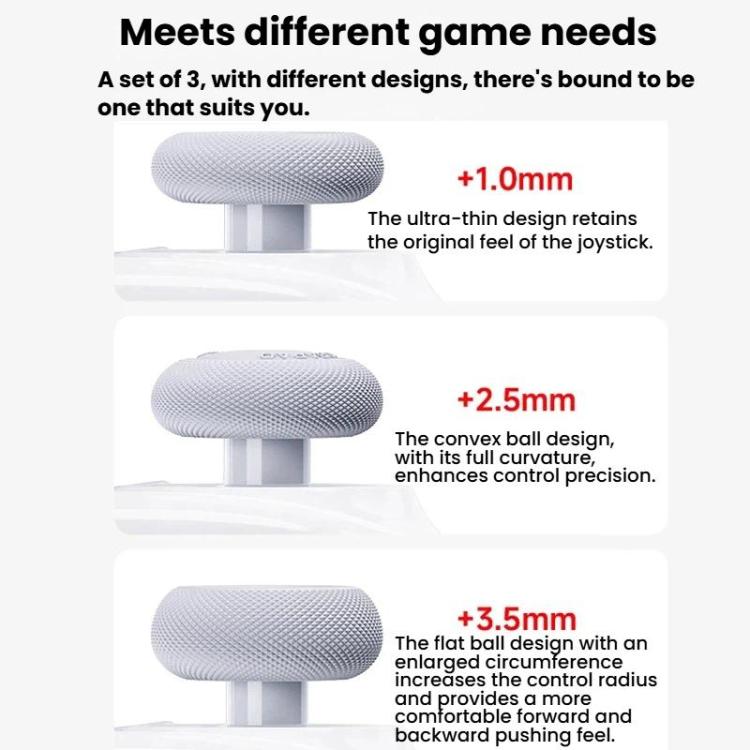 3-design anti-slip joystick cap set with different height and grip profiles