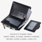 Black zipper card wallet open, with card slots and bill space