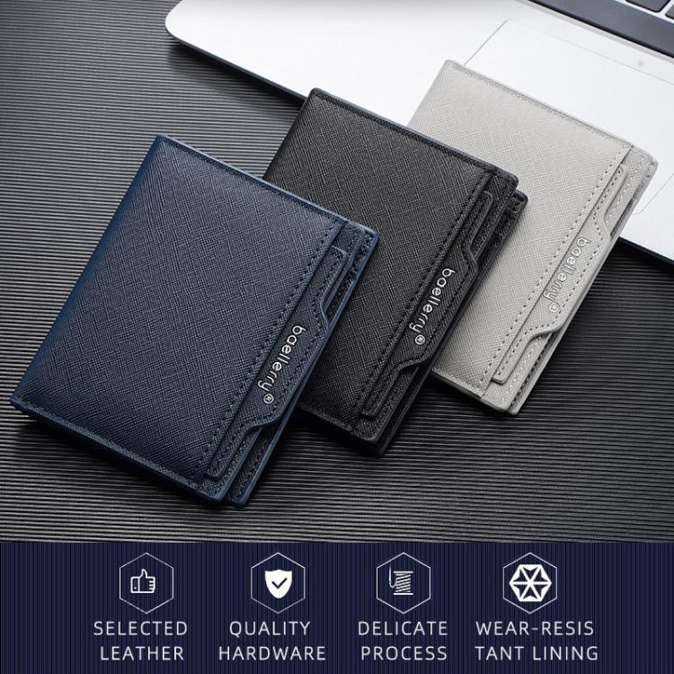 Men's compact wallet set, navy, black, gray, and light beige card holders