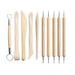 Pottery clay sculpting tool set, 10 wooden-handled carving tools with pointed metal ends