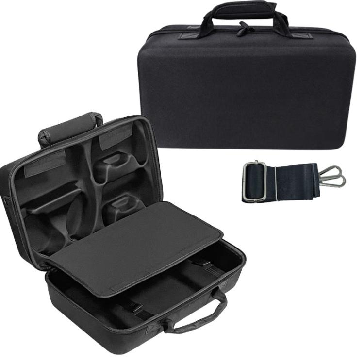 PS5 Slim console carrying case, black, open with foam-lined organizer and front flap cover