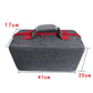 PS5 Slim console carrying case, gray with top handle, red zipper trim, hard-shell design