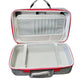 Gray PS5 Pro carry case open with structured lining and divider pocket