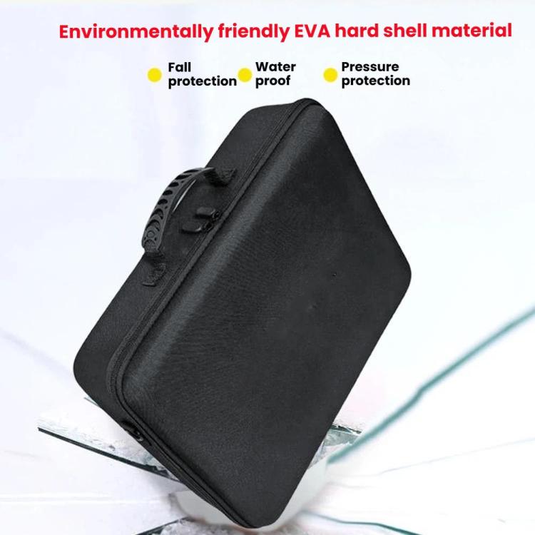 Black hard-shell EVA-style carrying case with top handle and zip closure