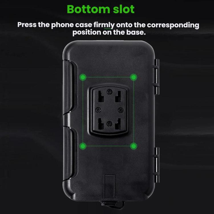 Waterproof phone holder back panel with bottom locking slot and mounting pins