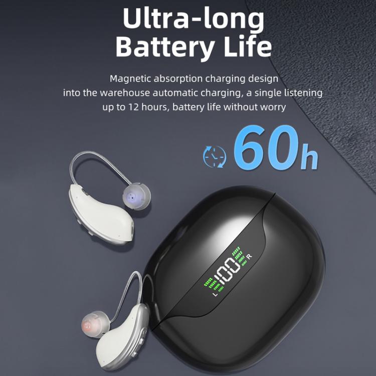 Behind-the-ear hearing aids with magnetic charging case and LED battery level display