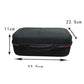 Hard shell carry case dimensions shown: 33.5 cm x 22.5 cm x 11 cm, black with red trim