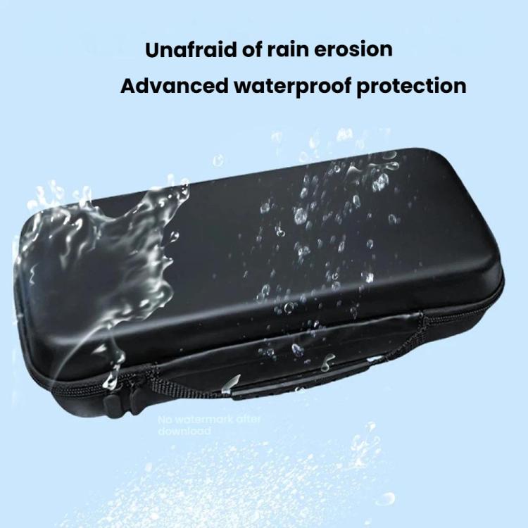 Black waterproof hard shell case with zipper and water-shedding surface