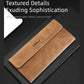Brown tri-fold flip wallet with leather-look texture, front cover and logo panel