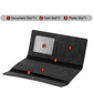 Black wallet interior layout with card slots, cash area, and photo window