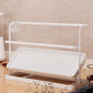 White two-tier cup rack with slotted top tray and base drip tray