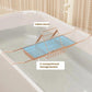 Rose gold stainless steel bathtub caddy with tablet stand and three-compartment storage basket