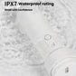 Waterproof bidet sprayer handle with buttons, shown in water with bubbles, white