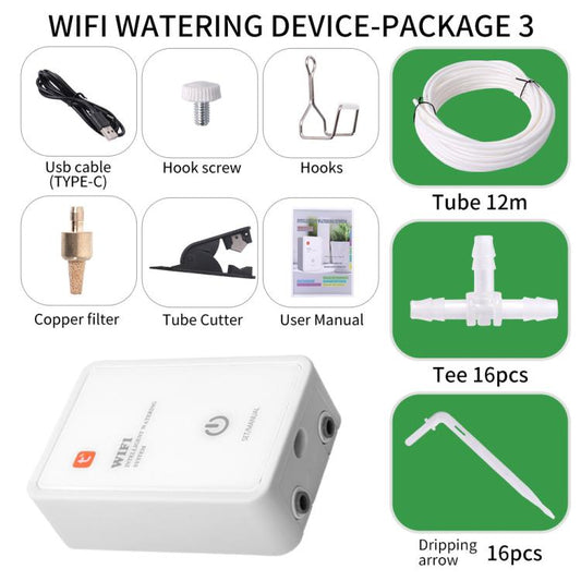 Tuya-Compatible WiFi Smart Automatic Drip Irrigation System with Dual Pump Supports Up to 16 Pots, Adjustable Drip Arrow Version, Adjustable Drip Heads Version, Drip Arrow Version