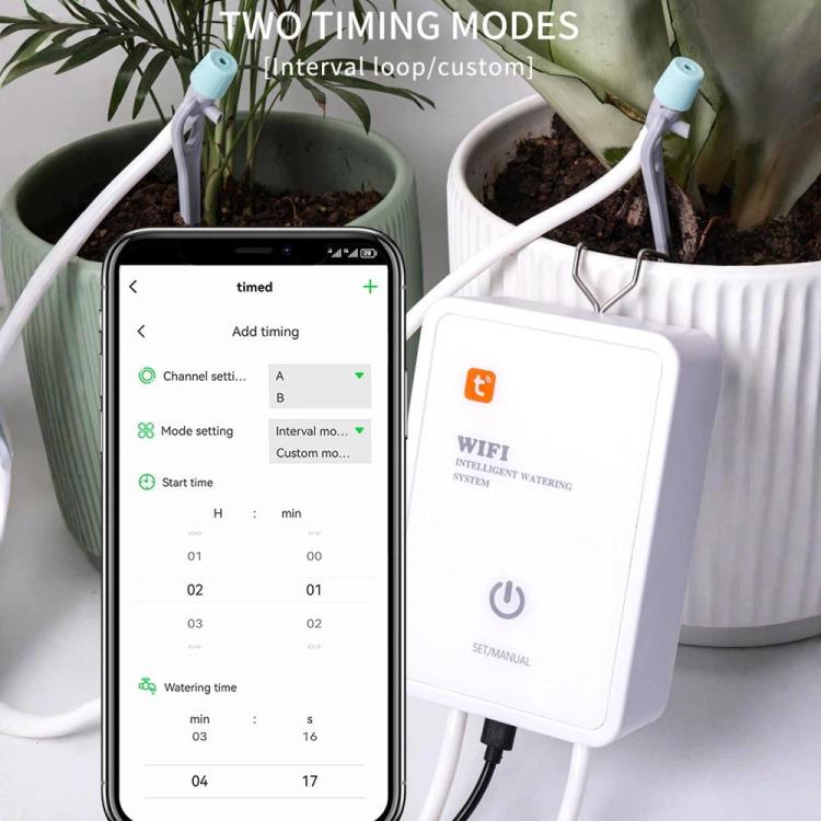 Tuya-Compatible WiFi Smart Automatic Drip Irrigation System with Dual Pump Supports Up to 16 Pots, Adjustable Drip Arrow Version, Adjustable Drip Heads Version, Drip Arrow Version