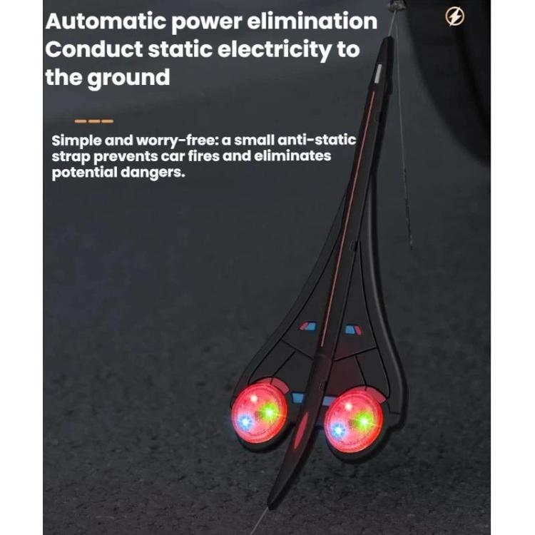 Exhaust grounding anti-static strap conducting static to ground, with red glowing pads