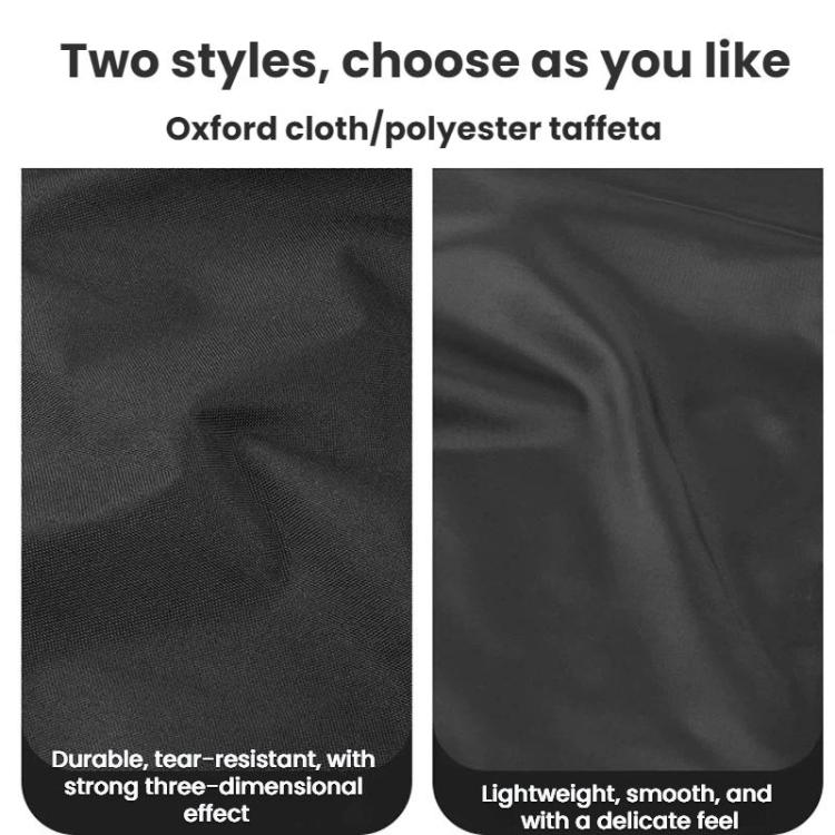 Car door cover fabric swatches: textured Oxford and smooth taffeta, black