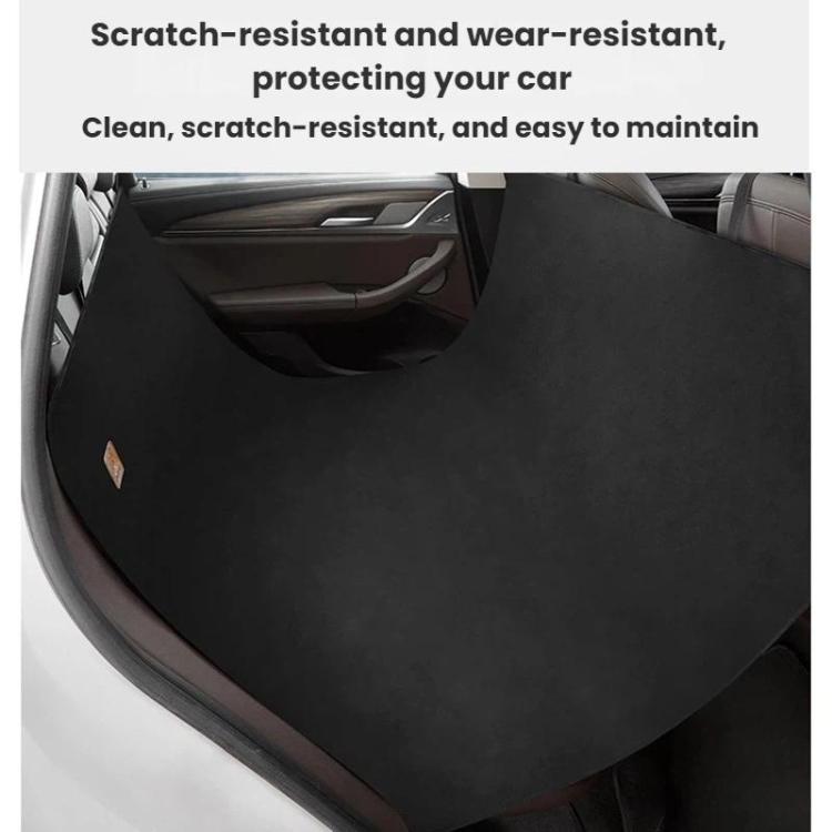 Car door protection cover laid over car door area, dark black fabric