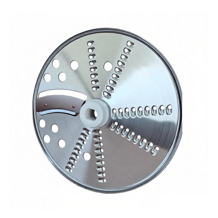 Stainless steel slicer and grater disc with multi-sided cutting blades