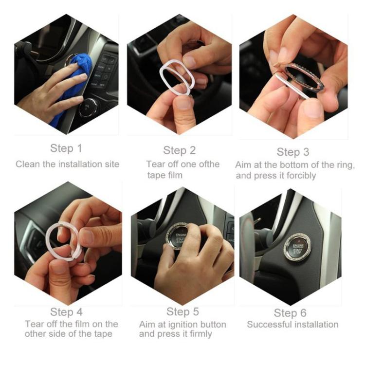 Car One-Touch Start Diamond-Embellished Trim Ring Sticker