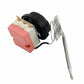 Electric thermostat switch with dial housing, probe rod, and wiring connector