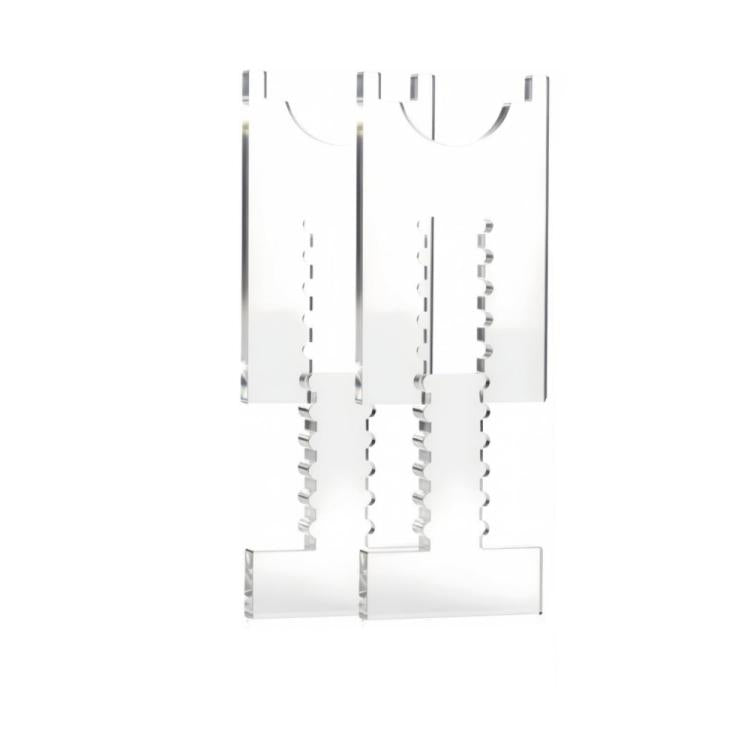 Clear acrylic adjustable spacer pads with multiple slots, two-piece set