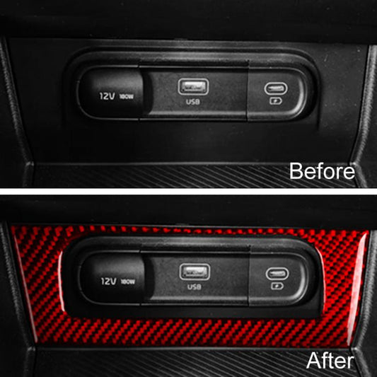 For Kia Sportage NQ5 22-25 Center Console Charging Frame Decorative Sticker, Red Carbon Fiber