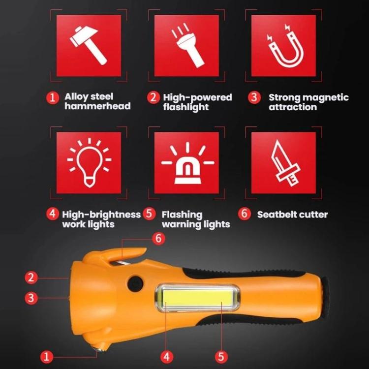 Multifunctional Emergency High-Intensity Magnetic COB Work Light with Car Safety Hammer